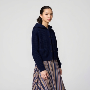 外套479676 毛衣外套2025秋冬新款 官网249女装 华夫格圆领针织开衫