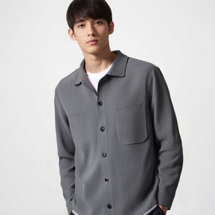 罗纹衬衫 外套2025秋冬新款 式 毛衣毛衫 478550 针织开衫 官网299男装