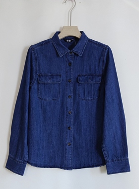 官网199女装牛仔工装衬衫/长袖水洗产品衬衣空调衫外套新款480004