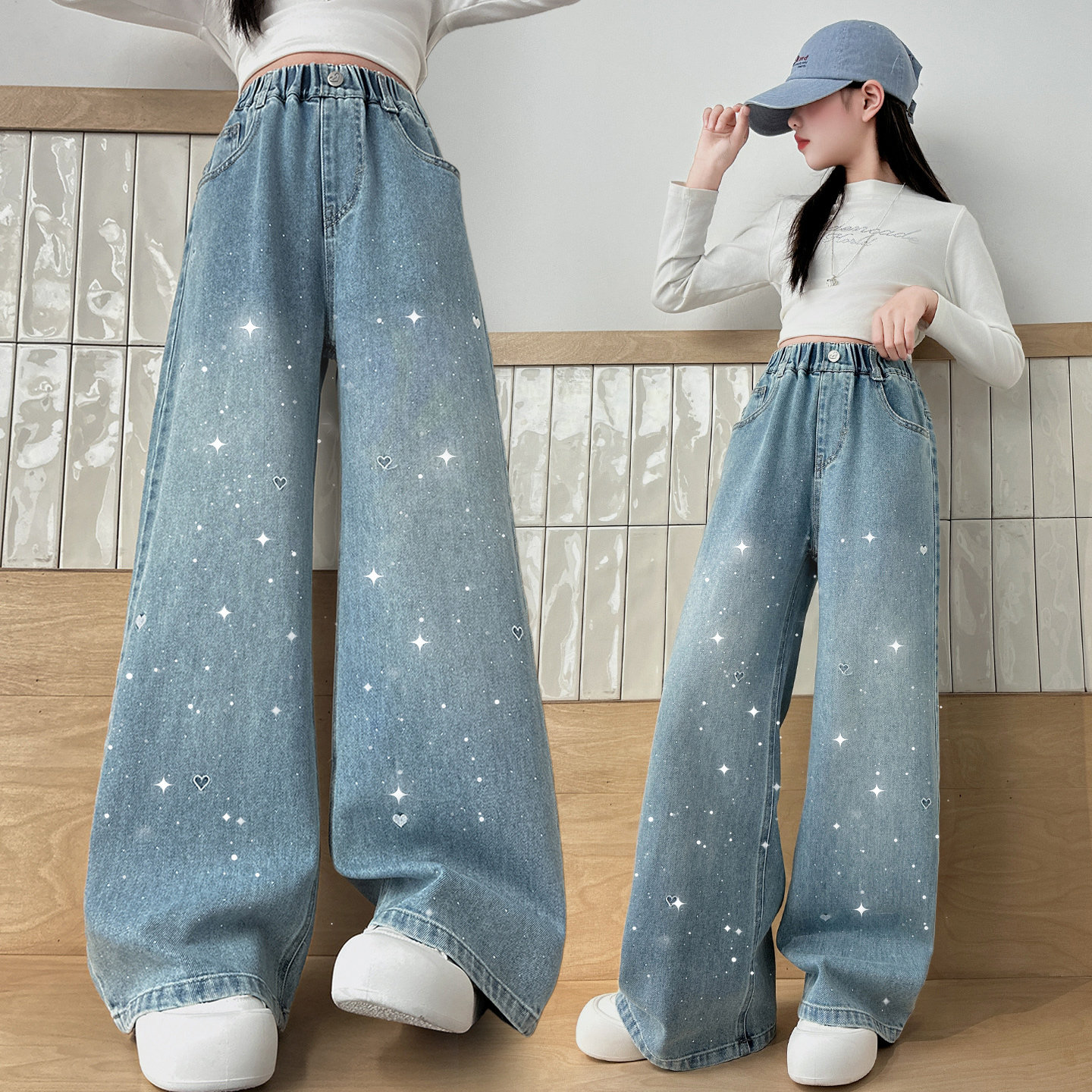 女童牛仔裤春季新款洋气儿童宽松直筒裤子中大童韩版休闲阔腿裤潮,童装/婴儿装/亲子装,儿童牛仔裤,淘宝优惠券,粉丝福利购,淘宝优惠卷