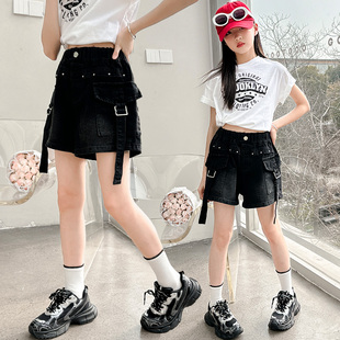 洋气儿童宽松薄款 新款 短裤 中大童休闲工装 女童牛仔裤 百搭热裤 夏季