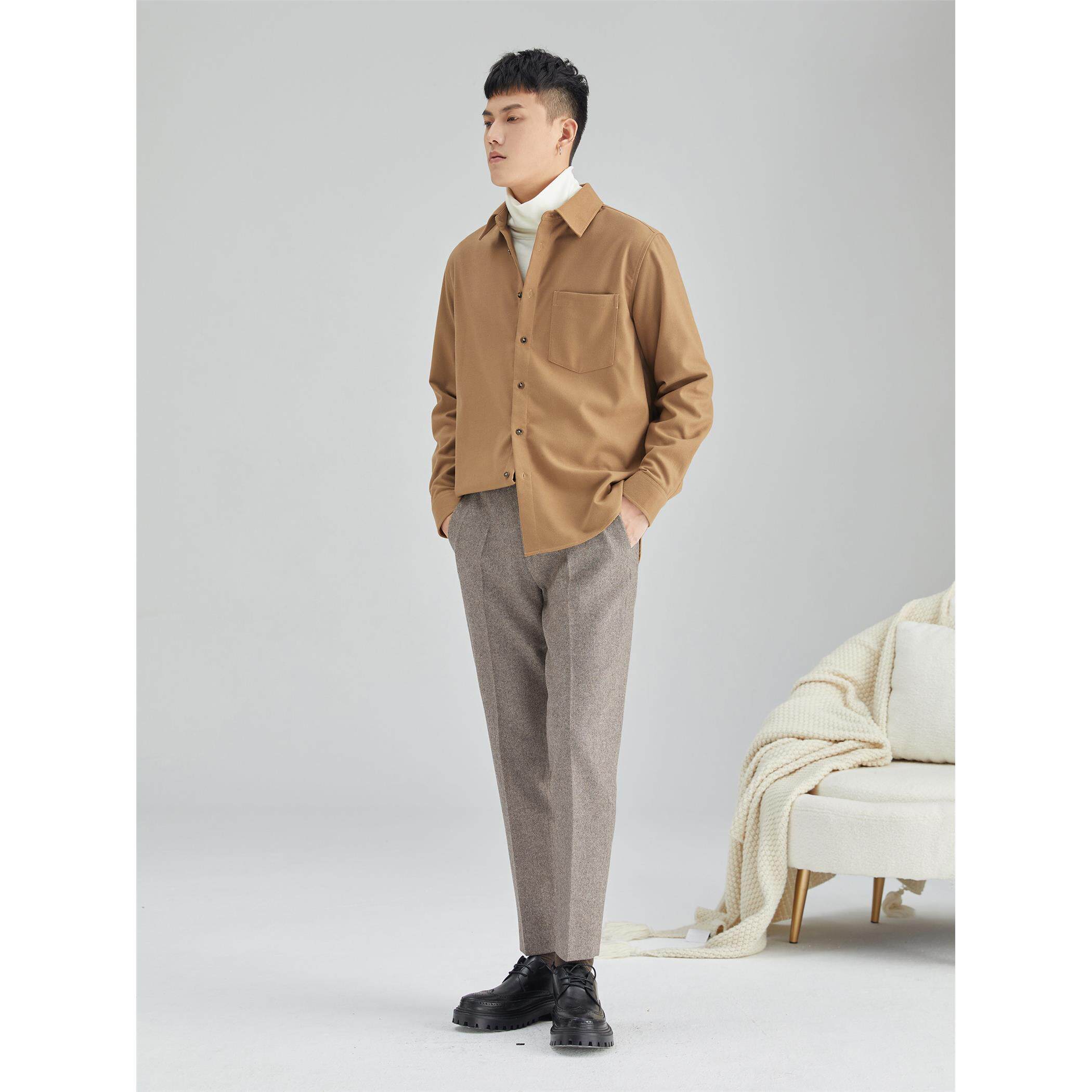 双面拉绒长袖衬衫男秋冬款加厚磨毛宽松休闲保暖港风日系衬衣外套