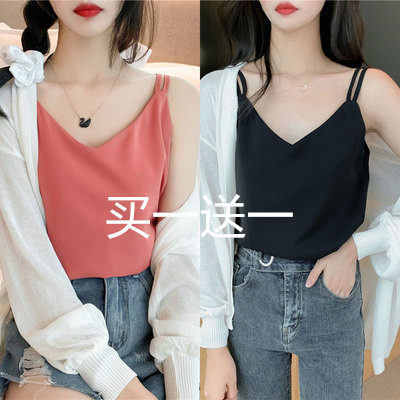 大码胖mm吊带背心女夏装百搭性感雪纺内搭上衣韩版显瘦外穿打底衫