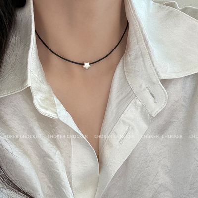 S925纯银星星choker颈链锁骨链女