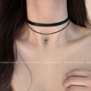 CHOKER CHOCKER短款罗马十字架项链甜酷辣妹暗黑个性风颈圈颈链