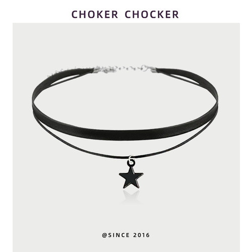 choker双层黑色星星颈链