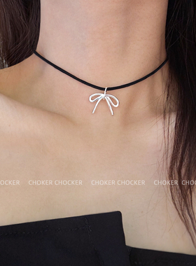 s925纯银蝴蝶结抽拉可调节项链