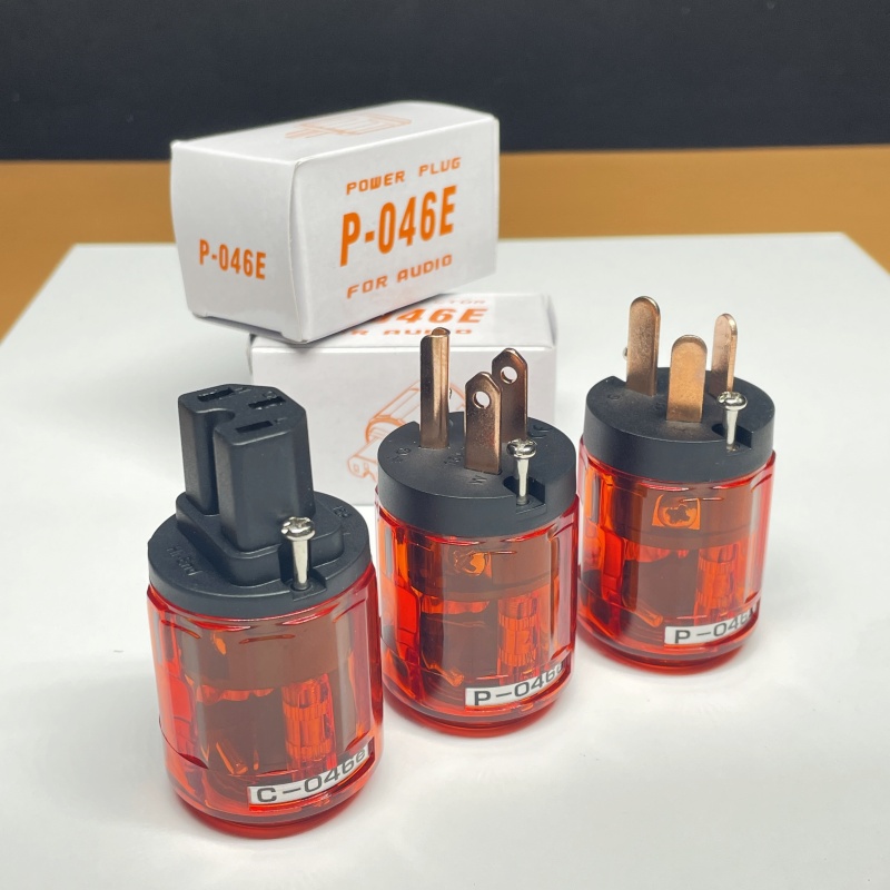 欧亚德046发烧级美式音响电线接头紫铜HiFi国标电源插头插尾一套