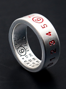 原创MMF风红色数字情侣尾戒