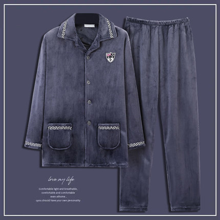 睡衣男士秋冬款冬季珊瑚绒加绒加厚保暖法兰绒家居服男款冬天套装