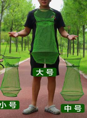 新款简易鱼虾鱼篓加厚折叠小鱼护装螃蟹龙虾防跳网兜渔具防挂速干