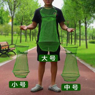 新款简易鱼虾鱼篓加厚折叠小鱼护装螃蟹龙虾防跳网兜渔具防挂速干