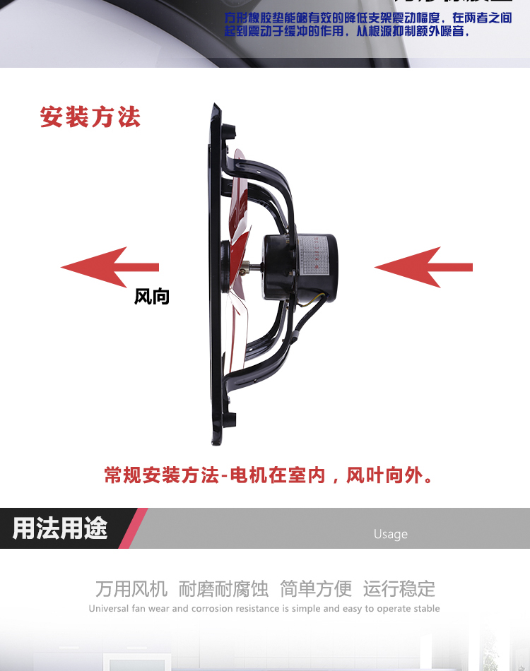 强力排风扇厨房油烟排气扇12寸窗式换气扇静音墙式铜线抽风机包邮