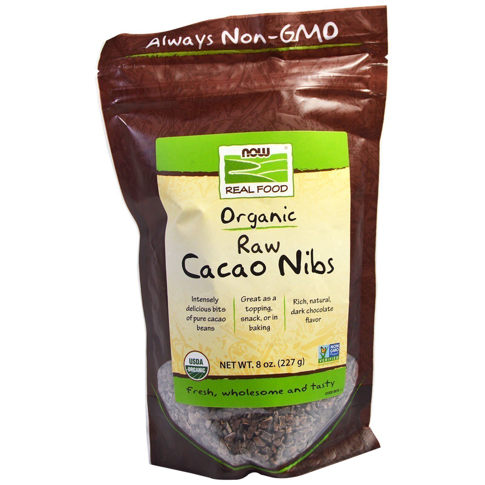 美国Now Foods生酮可可粒碎豆无糖生巧克力豆烘焙Raw Cacao Nibs