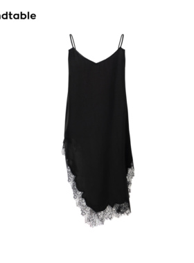 原创设计师款雾境蕾丝解构风吊带黑色不规则下摆气质无袖上衣女