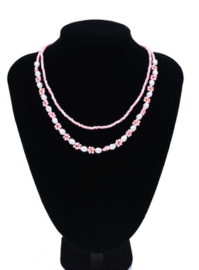 粉色花朵串珠项链小众多巴胺配饰