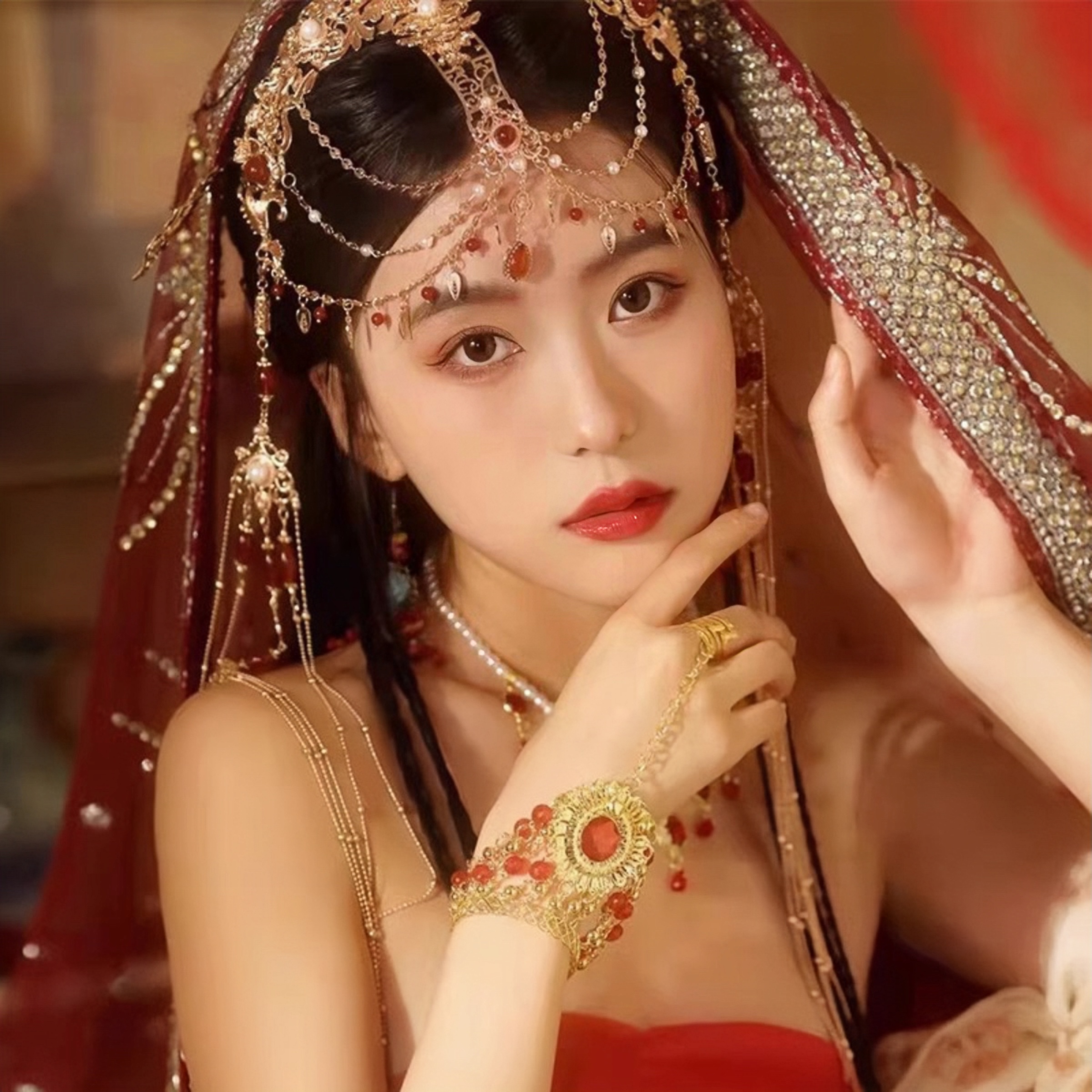 西域古风项链耳环戒指一体民族