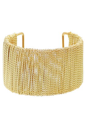 新款金色铁丝麻花缠绕开口手镯女