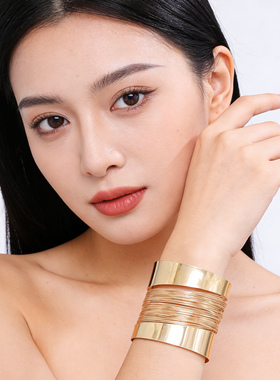 欧美风小众设计感多层缠绕手镯女