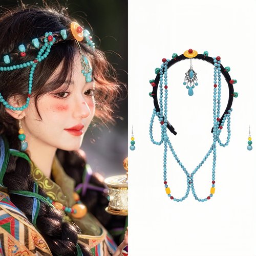 民族风藏族头饰配饰西藏发箍耳环