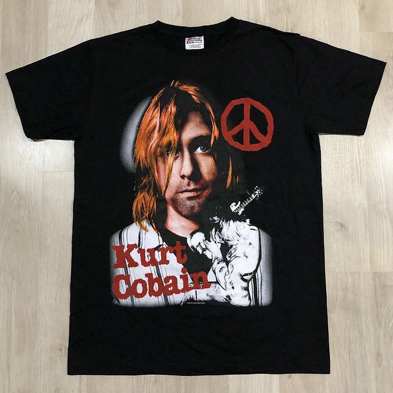 涅槃乐队kurt cobain科特柯本人像印花短袖美式复古潮牌重磅棉t恤