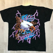 feel 复古oversize高街潮牌宽松T恤男女 美式 the wind老鹰印花短袖