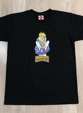 Hook-Ups卡通印花短袖男女CityBoy日系街头休闲潮牌小领口纯棉T恤