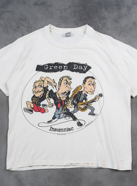 Green Day绿日乐队美式高街嘻哈Oldschool男女情侣款重磅短袖T恤