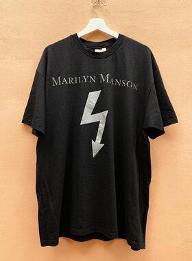 Marilyn Manson玛丽莲曼森美式复古VTG高街潮牌短袖男女重磅棉T恤