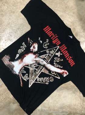 玛丽莲曼森高街人像小众设计短袖宽松重磅棉潮牌质感复古T恤男女