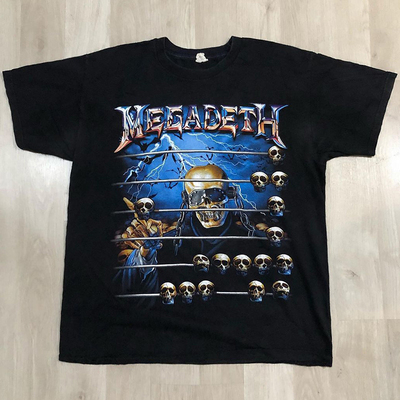 Megadeth乐队重金属朋克摇滚短袖美式复古vibe高街潮牌重磅棉T恤