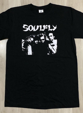 Soulfly飞灵乐队激流金属美式复古摇滚Vintage高街纯棉短袖t恤男