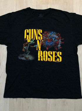 Guns N'Roses枪花乐队硬摇滚短袖美式复古vintage高街纯棉T恤男女