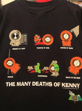 南方公园美式学院风oldschool卡通动漫印花短袖男女复古百搭T恤潮