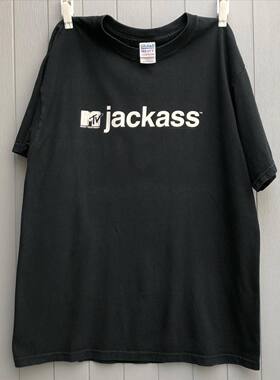 古着感MTV周边JACKASS美潮ins超火短袖男女情侣款宽松简约纯棉T恤