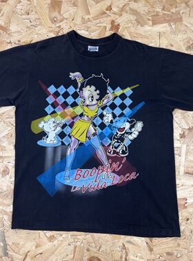 Betty Boop贝蒂小姐高街摇滚卡通vintage学院风复古短袖男女T恤棉