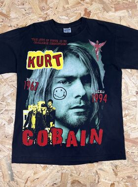 致敬科特柯本Nirvana涅槃乐队美式复古VTG高街潮牌短袖男纯棉T恤