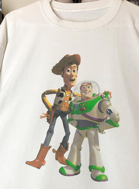 电影玩具总动员Buzz Lightyear巴斯光年胡迪角色卡通印花短袖T恤