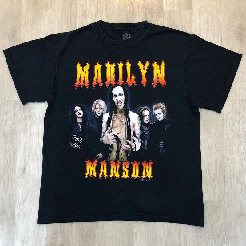 vibe短袖复古玛丽莲曼森重磅T恤