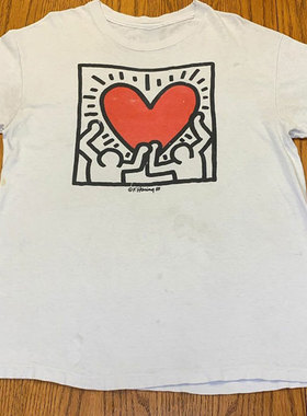 凯斯哈林Keith Haring街头嘻哈人像短袖男女情侣潮牌OS风半袖T恤