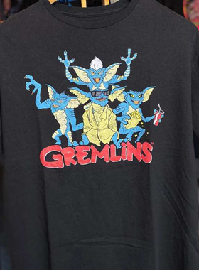 小魔怪电影gremlins趣味印花重磅棉短袖oversize街头潮牌T恤男女