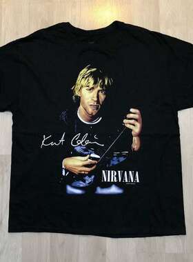 NIRVANA涅槃乐队摇滚人像印花短袖vibe高街潮牌美式复古落肩款T恤