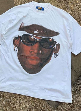 2025夏季新款ins超火头像字母印花短袖T恤男女情侣款oversize潮牌