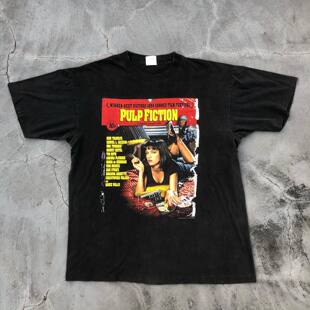 Pulp Fiction低俗小说美式复古vintage高街休闲潮牌纯棉短袖t恤男