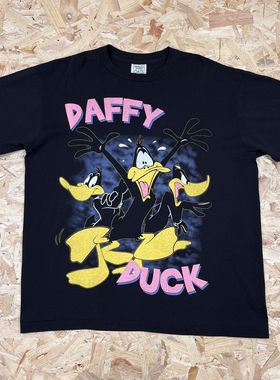 乐一通Daffy Duck达菲鸭趣味卡通印花短袖vintage高街潮流纯棉T恤