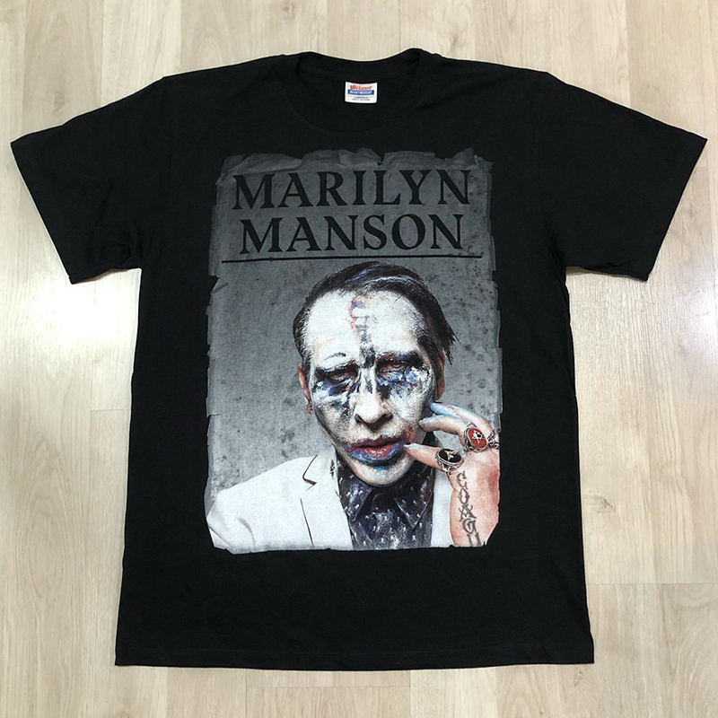 玛丽莲曼森短袖oversizeT恤印花