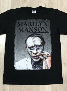 Marilyn Manson玛丽莲曼森人像印花短袖美式复古vibe高街潮牌T恤