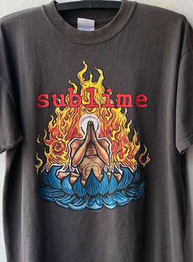 sublime摇滚乐队古着短袖潮牌古着oversize重磅棉高级感T恤男女