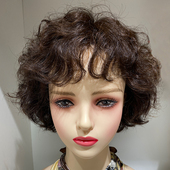 全头套假发女短卷发全头套中老年女士妈妈假发套全真发全手织