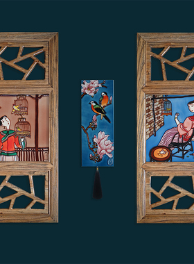 沙发背景墙新中式风圆形装饰画